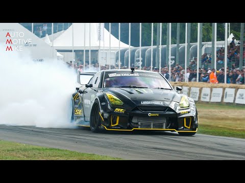 Liberty Walk R35 GT-R Turbo V8 LSX | Baggsy Drift SHOW at Goodwood FOS