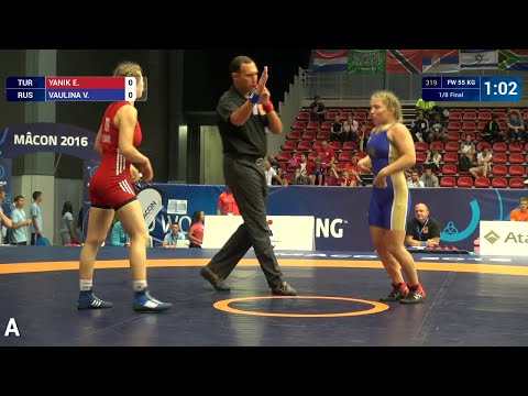 1/8 FW - 55 kg: E. YANIK (TUR) df. V. VAULINA (RUS) by FALL, 10-4