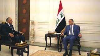 رئيس مجلس الوزراء السيد مصطفى الكاظمي يستقبل السفير المصري في بغداد.