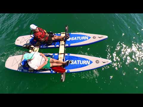 DIY Electric Catamaran using two $349 Saturn Inflatable SUP Hybrid Paddle Boards SUP415.