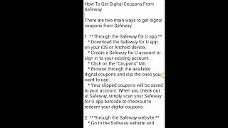 How To Get Digital Coupons From Safeway