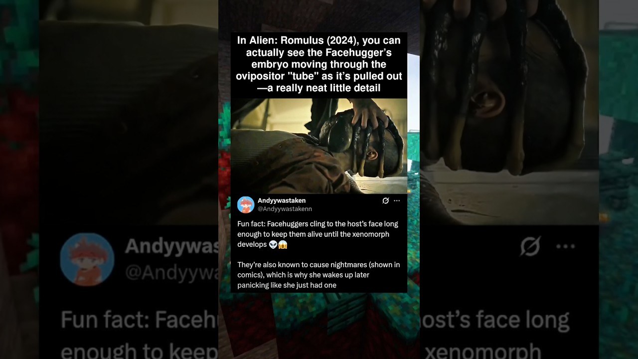 In Alien: Romulus (2024), you can actually see the Facehugger’s embryo moving through the ovipositor