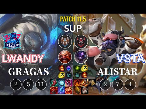 LNG lwandy Gragas vs HLE Vsta Alistar Sup - KR Patch 11.5