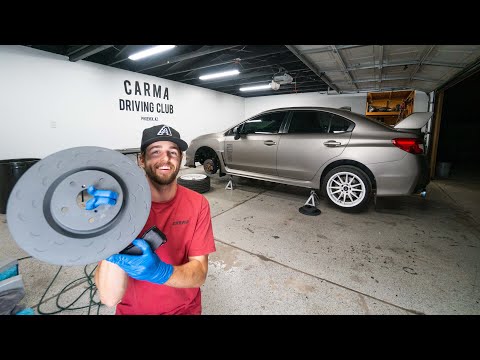 Subaru WRX STi Hawk Performance Upgraded Brake Rotor and Pad Install - Rumbly Test Drive..Tires Skid