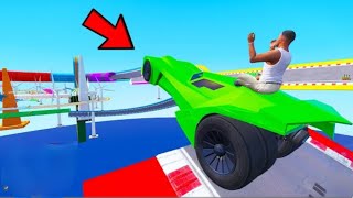 FRANKLIN TRIED UPWARD STAIR JUMP MEGA RAMP CHALLENGE BY CARS GTA 5 | SHINCHAN and CHOP GAMEPLAY 