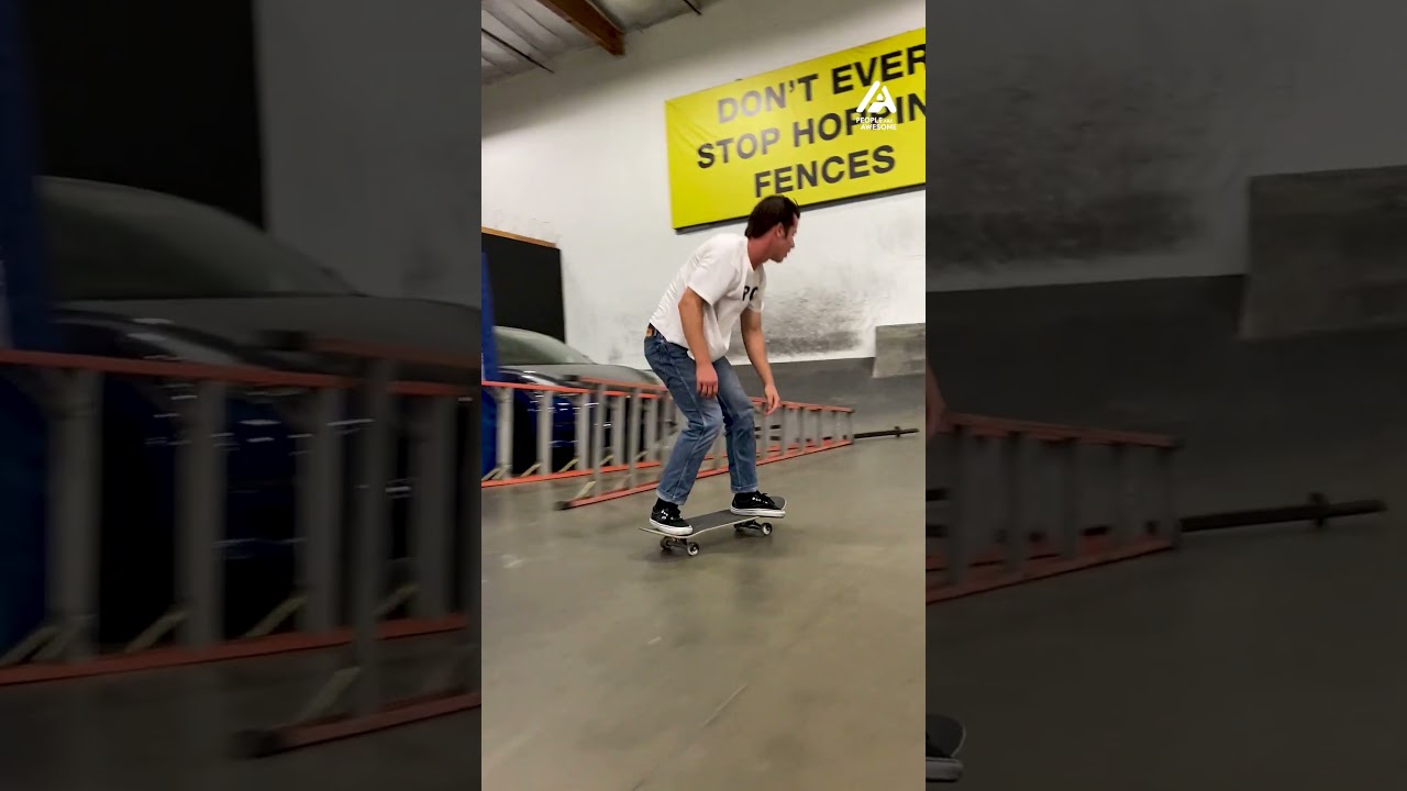 Skateboarder Performs Long Grind on Rail | People Are Awesome #shorts