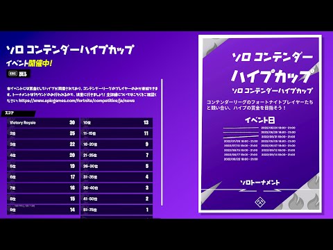 [フォートナイト] 暇だからソロ大会に出ます「無言配信」「ソロ コンテンダー ハイプ カップ」