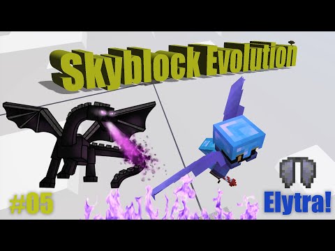 Minecraft Skyblock Evolution Episode #5 - First Set of Elytra! Defeating the Ender Dragon!