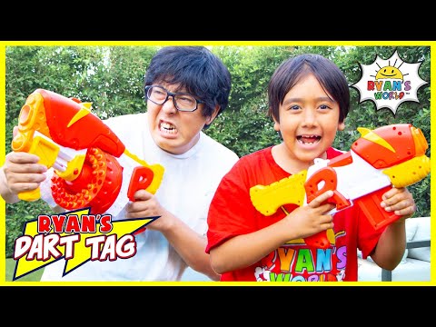 Ryan vs Daddy Dart Tag Blaster Challenge!