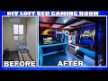 DIY LOFT BED | BUDGET DREAM GAMING ROOM SETUP | Small Bedroom makeover Gaming Area