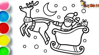 How to Draw Santa & Reindeer | Easy Christmas Drawing for Kids
