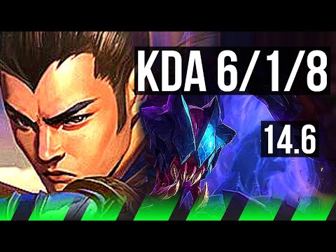 XIN ZHAO vs REK'SAI (JNG) | 6/1/8, 65% winrate, Dominating | KR Challenger | 14.6