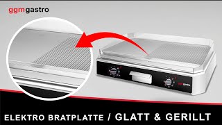 Plancha électrique - plaque acier - 2 zones - 5,0 kW - 1/2 lisse, 1/2 rainurée - Surface de cuisson : 790x445mm