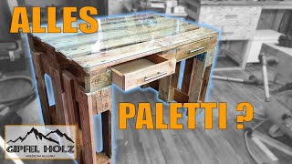 Paletten Schreibtisch für die Werkstatt selber bauen - Palettentisch DIY  - Upcycling Holz