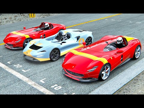 McLaren Elva vs Ferrari Monza SP1 vs Ferrari Monza SP2 at Imola GP
