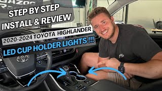 LED Ambient cup holder lights for 2020-2024 Toyota Highlander (CarTrimHome)