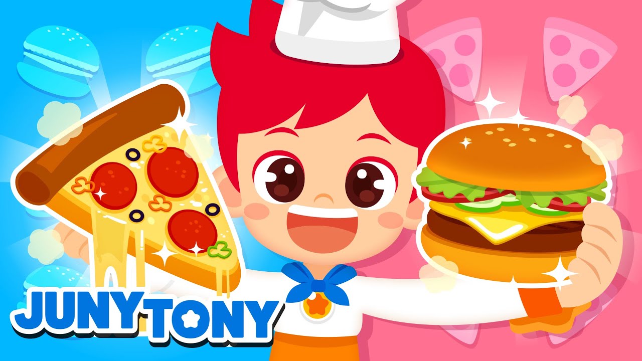 Pizza vs Hambúrguer | Chefs | Aventura na Cozinha | Música Infantil | JunyTony em Português