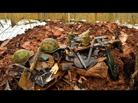 WWII ARTIFACTS IN INCREDIBLE CONDITION !!! BOTH GERMAN AND SOVIET SOLDIERS LIVED IN THIS DUGOUT !!!