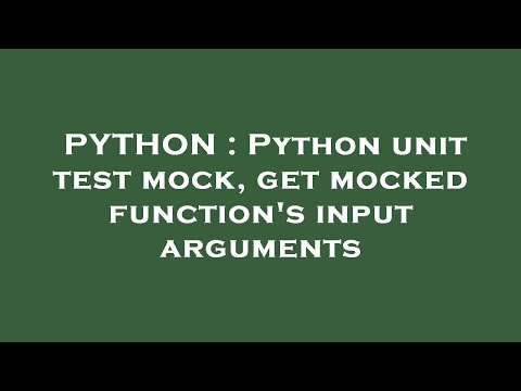 Python Python Unit Test Mock Get Mocked Functions Input Arguments
