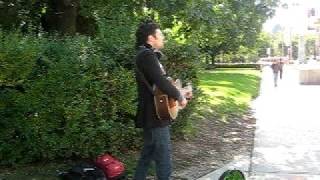 Jeremy Fisher busking "Singing on the Sidewalk"