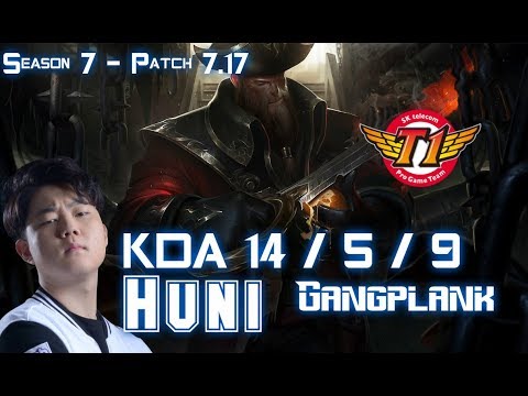 SKT T1 Huni GANGPLANK vs MAOKAI Top - Patch 7.17 KR Ranked