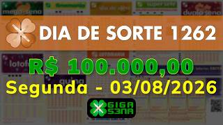 Resultado da Dia de Sorte 1262, Segunda-feira, 03/08/2026