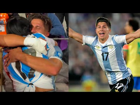 Emotivo abrazo de Giuliano Simeone con su mamá tras meter su primer gol con la Selección argentina