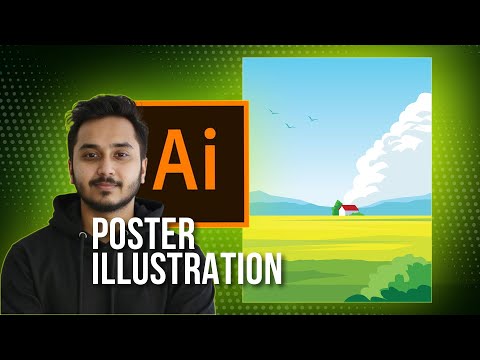 How to make a Countryside landscape illustration Poster   Adobe Illustrator Easy Tutorial