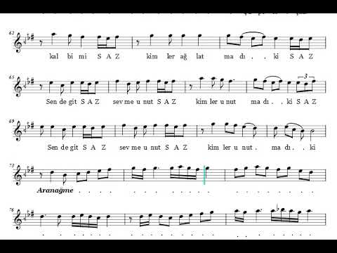 Sen De Git Sevme Unut - Nota Eşliğinde Karaoke (Ahenk: Kız Neyi - 4 Ses)