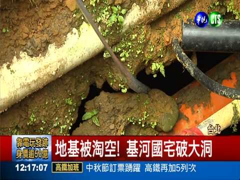 地基淘空3公尺! 基河國宅破大洞