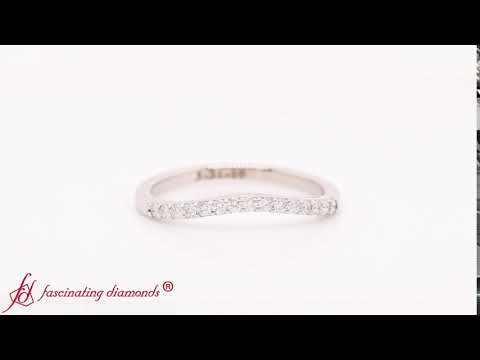 Curved Diamond Wedding Ring For Women In White Gold-FDENS2255B