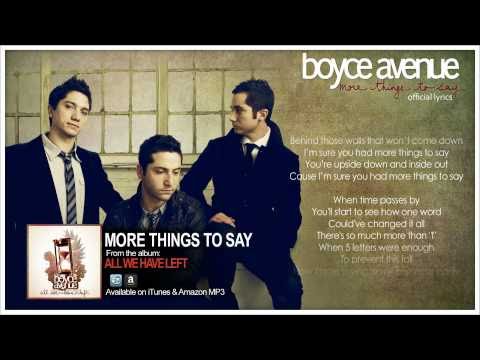 Boyce Avenue - More Things To Say (Lyric Video)(Original Song) on Spotify & Apple