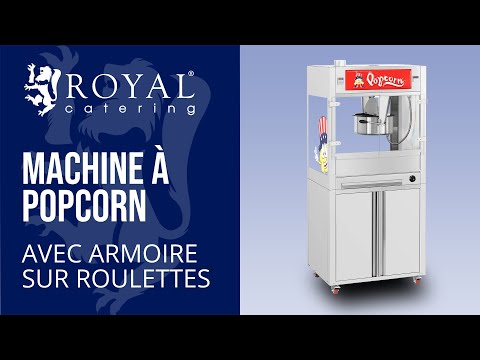 Vidéo - Occasion Machine à popcorn - Avec armoire sur roulettes - Royal Catering - Grande