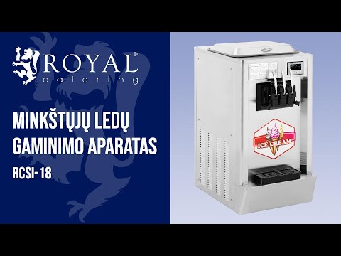 vaizdo įrašas - Minkštųjų ledų gaminimo aparatas - 1640 W - 23 l/val. - 3 skoniai - „Royal Catering“