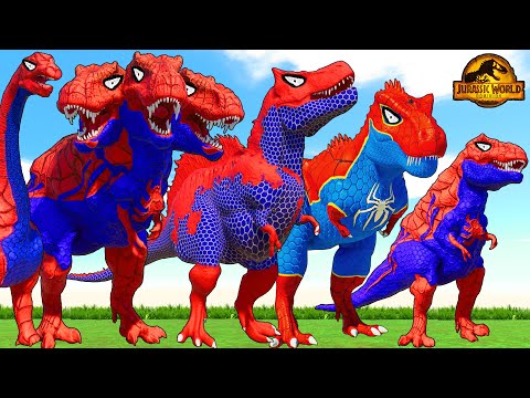 All Dinosaurs Fighting Tyrannosaurus Rex vs NEW Indominus Rex, Triceratops Jurassic World Evolution