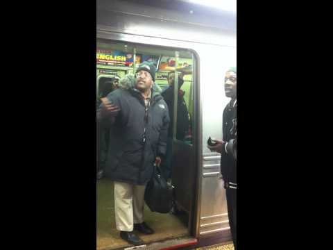 Fight starts after man "stole" bum's bag on NYC train