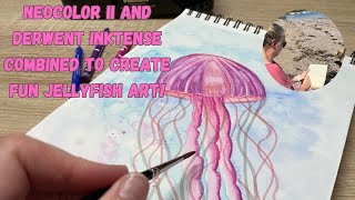 Mixed Media Jellyfish Using NEOCOLOR II & DERWENT INKTENSE PENCILS