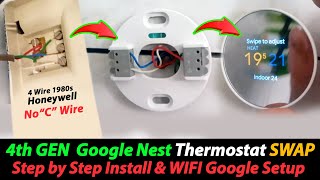 4th Gen Nest Thermostat *No C Wire* Install in 4-Wire 1980s House | Step-by-Step Install & Setup