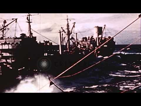 United States ships refueled in the Pacific Theater. HD Stock Footage