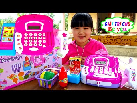 Supermarket Cash Register Kids toys Huyen review Đồ chơi Máy tính tiền siêu thị Giai tri cho Be yeu