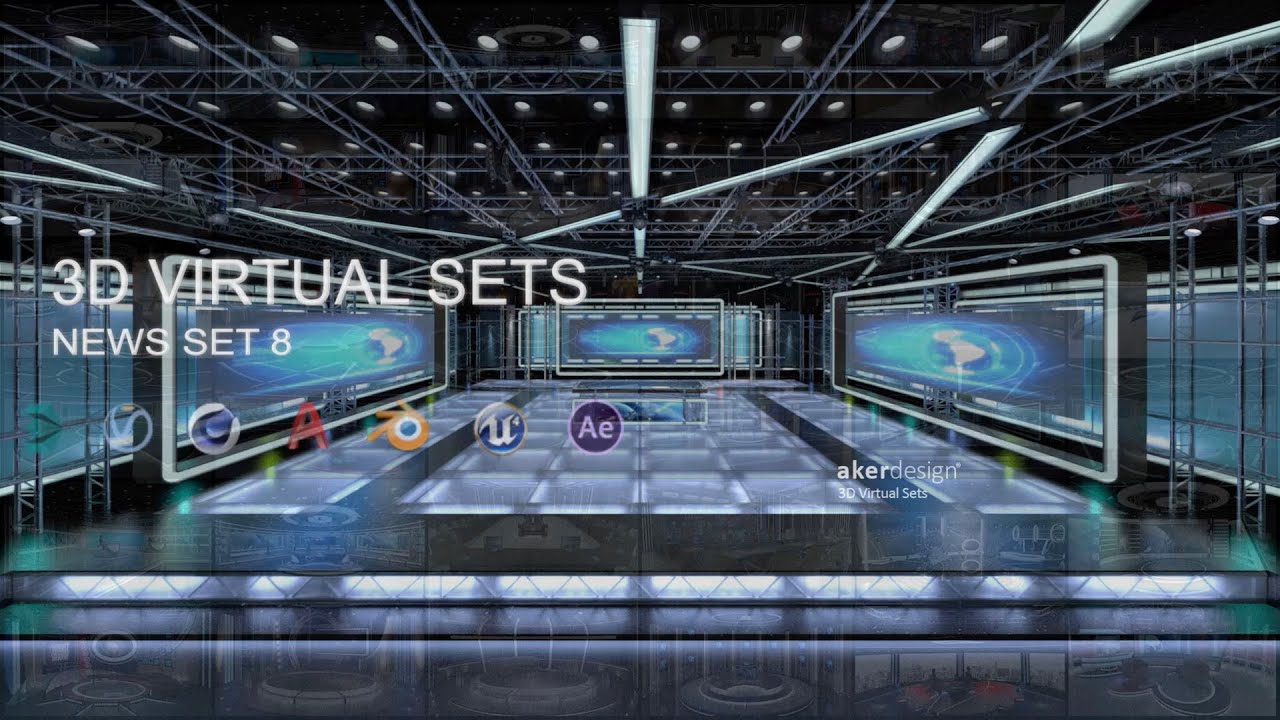 Virtual TV Studio News Set 8 3D Model