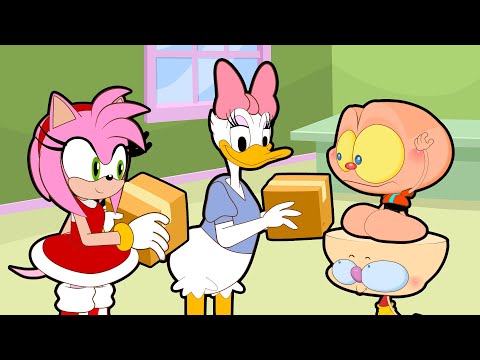 Capa de Mongo e Drongo e o dia dos namorados com Margarida e Amy Rose, namoradas de Sonic e Pato Donald