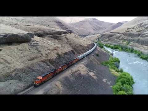 Very Scenic Oregon Trunk Drone Chase BNSF Grain Train 6/10/2018