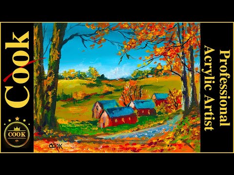 How to a Paint a Barn on an Autumn Sunny Morning with Acrylics with Ginger Cook