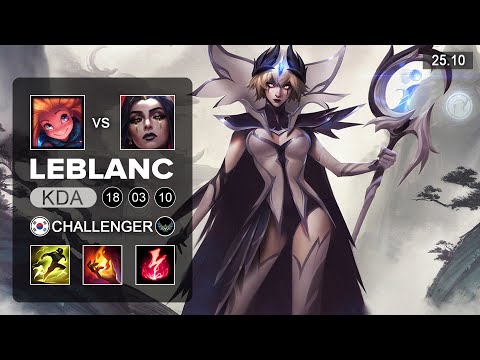 LeBlanc vs Zoe Mid - KR Grandmaster - Patch 25.10 Season 15