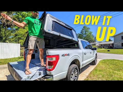 INFLATABLE Camper Shell? First Look & Install on F150 - FLATED AIR TOPPER