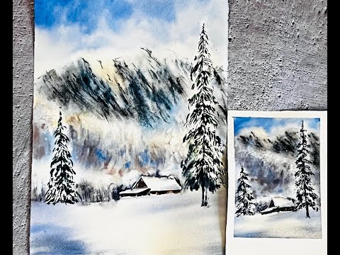 Watercolour Tutorial: winter in Switzerland. Short lesson by Yana Ivannikova