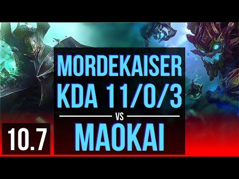 MORDEKAISER vs MAOKAI (TOP) | 4 early solo kills, KDA 11/0/3, 8 solo kills | KR Master | v10.7