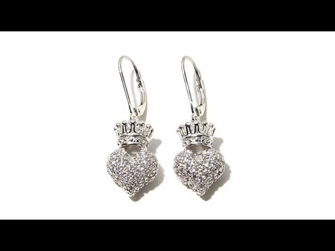 King Baby Jewelry 1.88ctw CZ 3D Crown Heart Earrings