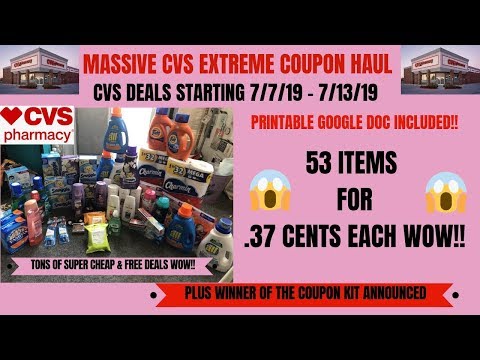 MASSIVE CVS EXTREME COUPON HAUL DEALS STARTING 7/7/19~53 ITEMS ONLY .37 CENTS EACH~LOTS OF FREE ❤️ Video